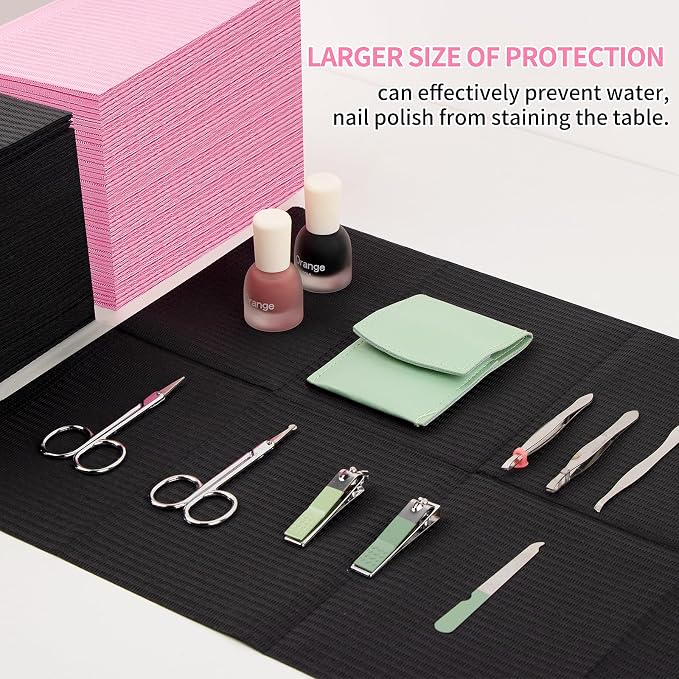 80pcs Disposable Nail Mats Foldable Nail Paper Towels, Table Acrylic Nail Practice Sheet, 3 Ply Waterproof Clean Nail Table Practice Mat for Salon Manicure Tattoo,Nail Art Accessories 13"x18"(Black)