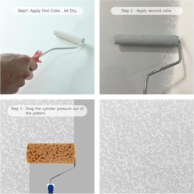 Hanroy Sea Sponge Roller for Painting, 6'' Texture Pattern Paint Roller, Decorative Art Faux Sponge Paints Tools, Fast and Easy Pattern Art Sponge Roller for Home Wall Decoration(M90F)