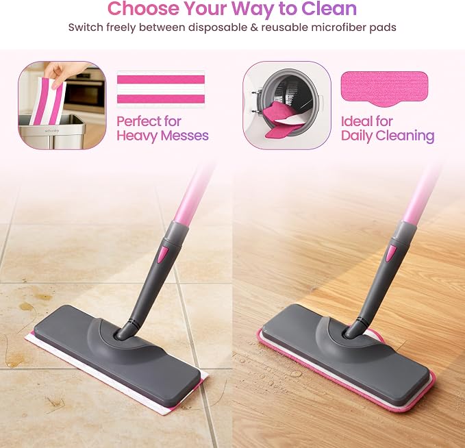 Schenley 19-in-1 Steam Mop Dual-Rod Design with Detachable Handheld Steamer for Walls, Grouts, Hard Floors, Tiles, includes Multi-purpose Accessories, Washable Microfiber Pads and Disposable Pads