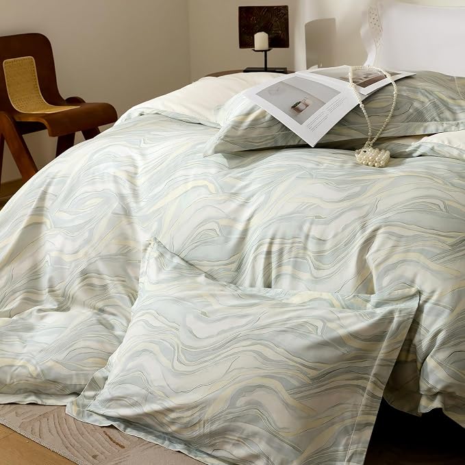 OAITE Duvet Cover Set Queen Size Floral Pattern Ultra Soft 100% Cotton Duvet Cover Sets 3-PC, Breathable Duvet Cover with Zipper Closure & Corner Ties