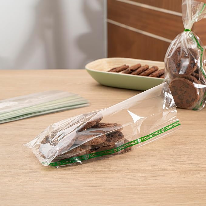 Restaurantware Plastic Gusset Bags 100 Count 3" x 1 1/4" x 8 1/4" Wicker Dispensing Bottom Gusset Clear Plastic Bags Heat Sealable For Sourdough Bread Cookies Pastries For Home Bakers And Bakeries