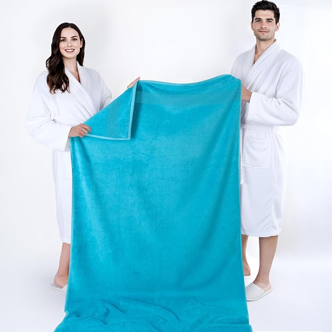 Cotton Paradise 100% Cotton Turkish Towel Set, Soft Absorbent Quick Dry, 2 Piece 35x70 Bath Sheet Set, Ocean Aqua
