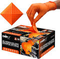 GRIPXX Herkules Grip Heavy Duty 8Mil Orange Nitrile Gloves,3D Raised Diamond Texture-Latex & Powder Free-Industrial, Mechanic (1, Medium)