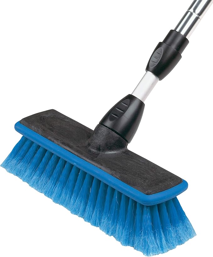 Carrand 93089 Flow-Thru 10" Wash Brush with 68" Aluminum Extension Pole , Black