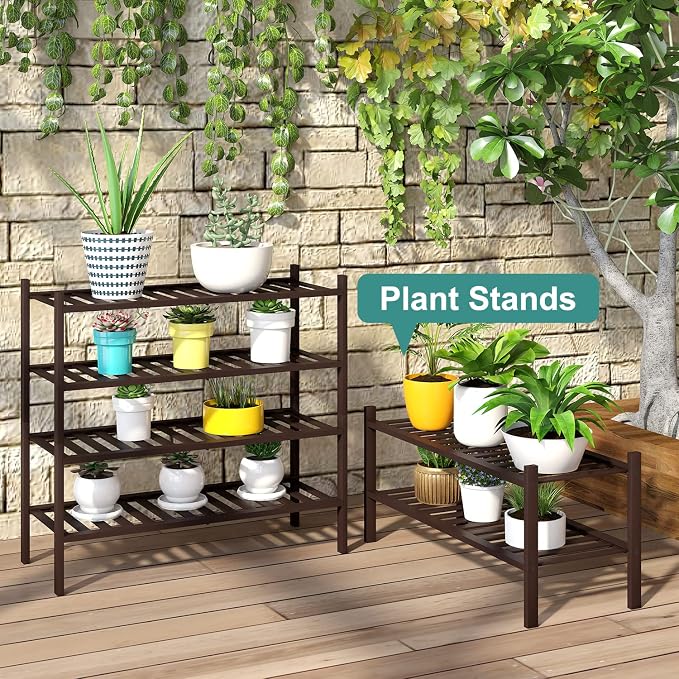 viewcare 2-Tier Shoe Rack for Entryway, Bamboo Shoe Rack for Closet, Free Standing Shoe Racks for Indoor Outdoor, Stackable Shoe Shelf Storage Organizer for Hallway Closet
