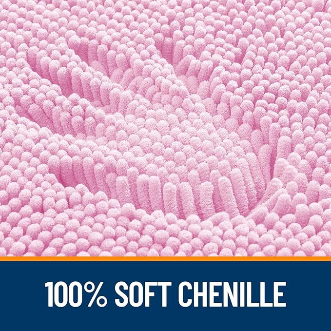 OLANLY Bathroom Runner Rugs 47x17, Extra Soft Absorbent Chenille Bath Rugs, Rubber Backing Quick Dry, Machine Washable Long Bath Mats for Bathroom Floor, Tub and Shower, Home Decor Accessories, Pink