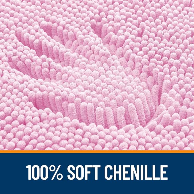 OLANLY Large Bathroom Rugs 47x32, Extra Soft Absorbent Chenille Bath Rugs, Rubber Backing Quick Dry, Machine Washable Bath Mats for Bathroom Floor, Tub and Shower, Home Decor Accessories, Pink