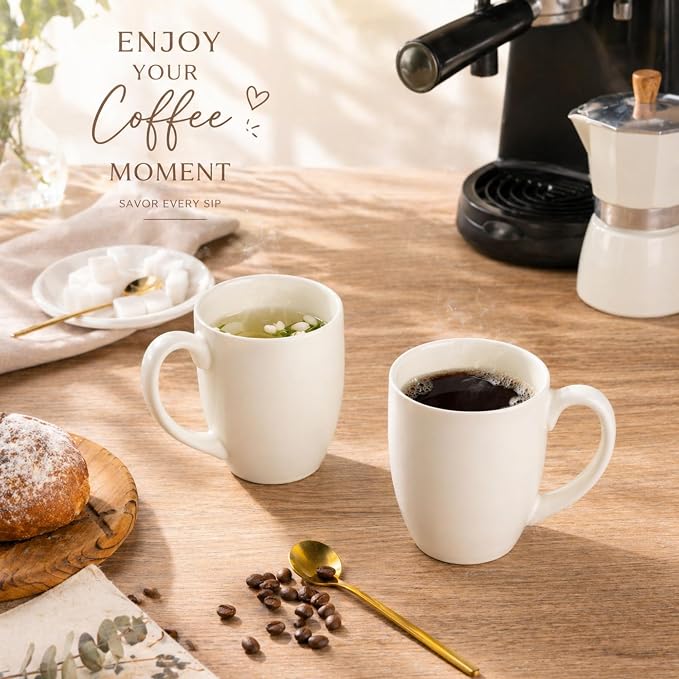 AmorArc 12 OZ Coffee Mugs, Matte Coffee Cups with Large Handle for Man, Woman, Ceramic Coffee Mugs Set of 12 for Latte/Cappuccino/Cocoa/Milk, Dishwasher & Microwave Safe