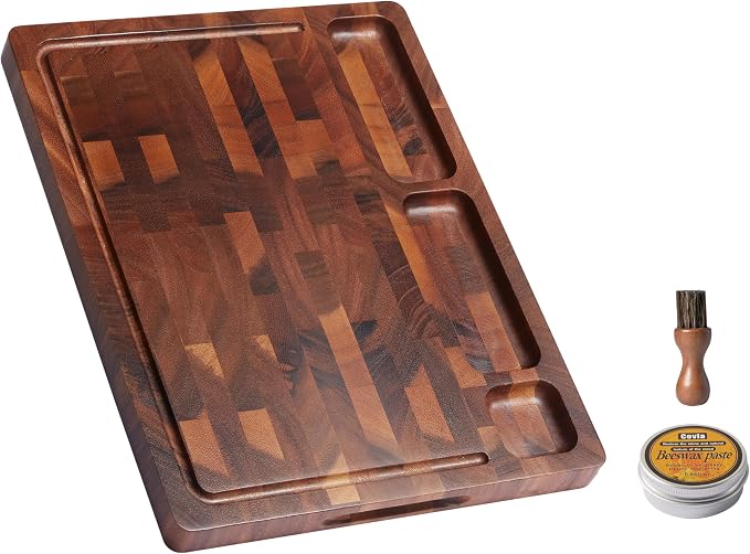 Walnut Cutting Boards for Kitchen, End Grain Wooden Chopping Board | 17"×13" Double Sided Charcuterie Board with Handle, 1"Thick Butcher Block Large for Prep & Serving with Gift Box