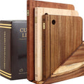 Wood Book Cutting Board Set with Stand, Wooden Cutting Boards for Kitchen,Knife Friendly Decorative Board that Look Like Books, Easy to Store & Clean,Unique Gift for Book Lovers & Home Cooks