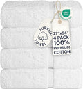Chakir Turkish Linens 4 Piece Bath Towel Set, 100% Cotton Luxury Turkish Towels for Bathroom, Soft Absorbent Bath Towels, 27 x 54 Inches, White