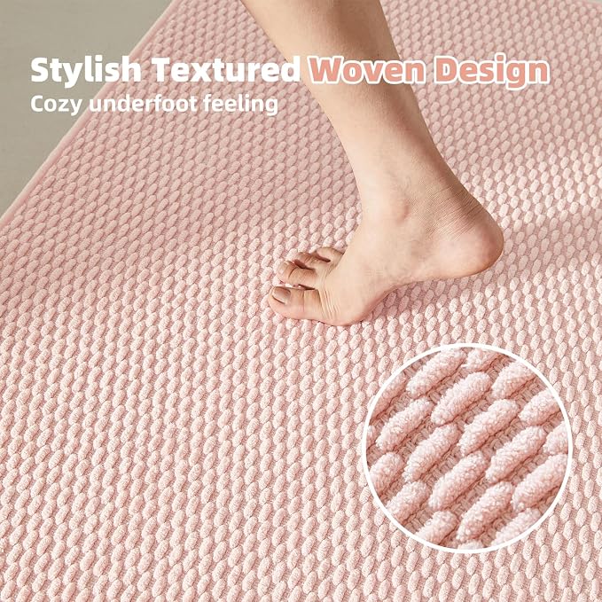 TYUU Large Bathroom Rugs Non Slip Washable Bath Rugs Super Absorbent Bathroom Rug Thin Quick Dry Low Pile Bath Mats, Pink 36"x48"