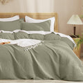 PHF Waffle Duvet Cover Set King Size, No Snagging Ultra Soft Luxury Textured Breathable Comforter Cover for All Season 3pcs, Durable Bedding Duvet Set with 2 Pillow Shams, 104"x90", Dusty Sage