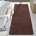 LOCHAS Luxury Bathroom Rug Shaggy Bath Mat 24 x 70 Inch, Brown | Washable Non Slip Bath Rugs for Bathroom Shower, Soft Plush Chenille Absorbent Carpets