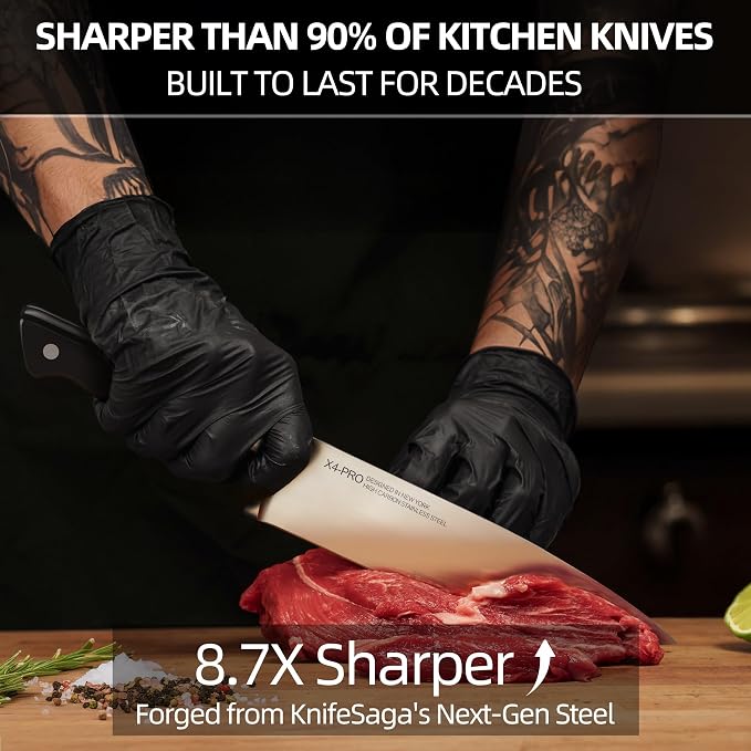 KnifeSaga 15-pc Japanese Kitchen Knife Block Set, Razor Sharp, Professional | Innovative Steel, High Carbon Stainless, Enduring Sharpness, Ergonomic Handle, Quality Acacia Wood Block, Full-tang, Gift Box