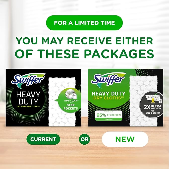 Swiffer Sweeper Heavy Duty Dry Multi-Surface Cloth Refills for Floor Sweeping and Cleaning, Unscented, 32 Count