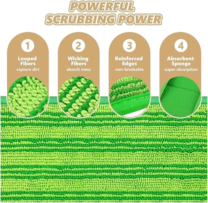 6PCS Reusable Mop Pads,Compatible For Swiffer， Sweeper Mops Washable Microfiber Wet Pads Refills Dry Sweeping Cloths