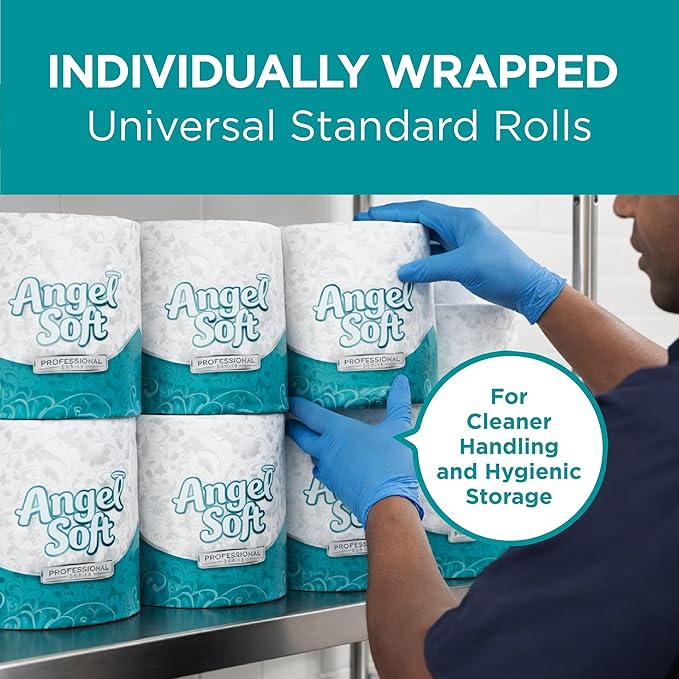 Angel Soft Professional Series by Georgia-Pacific PRO 2-Ply Embossed Toilet Paper, White, Individually Wrapped, 450 Sheets Per Roll, 80 Toilet Tissue Rolls Per Case, 16880