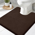 Smiry Memory Foam Toilet Rugs U-Shaped 20x20, Extra Soft Absorbent Non-Slip Contour Bathroom Rugs, Machine Washable Bath Mats for Toilet, Brown