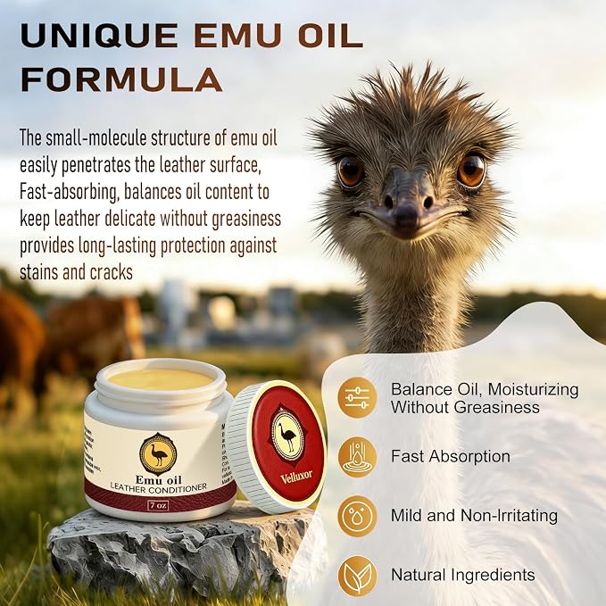 Leather Boot Care Kit, Emu Oil, Saddle Soap for Leather, Professional Leather Cleaner & Conditioner for Horse Tack, Shoes, Bags, Couch, Cowboy & Wood, Deep Clean Moisturize, Repair & Nourish