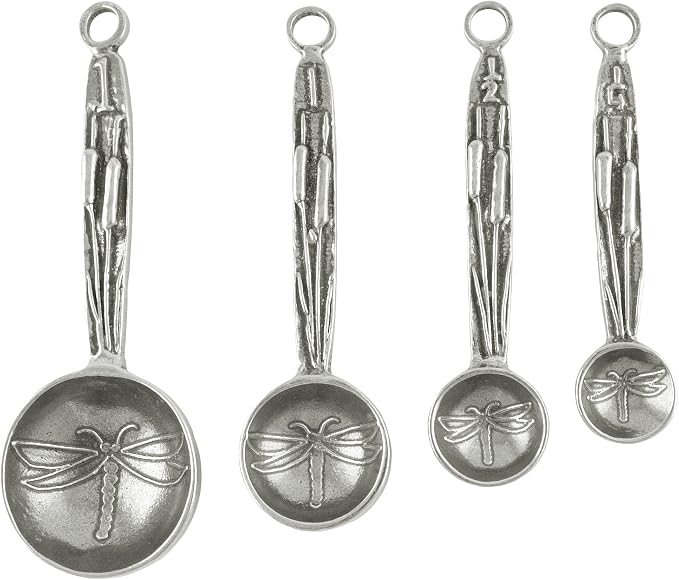 Crosby & Taylor Dragonfly Artisan Pewter Measuring Spoons, Set of 4, Handmade in the USA