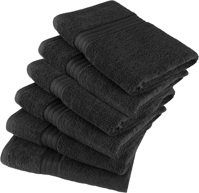 HERCULEAN Large Bath Towels 24 x 50 Pack of 6 | Quick Dry and Highly Absorbent | 100% Cotton Terry Towels for Bathroom - Perfect for Shower - Pool and Spa - Luxury Soft Towels - Charcoal Grey