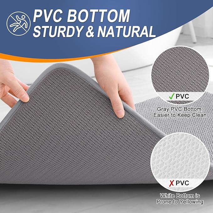 OLANLY Memory Foam Bathroom Runner Rug 59x24, Absorbent Long Bath Mat, Grey | Soft Quick Dry Bath Mat Rugs, Non-Slip, Machine Washable Mat for Bathroom Floor, Tub and Shower, Home Decor Accessories