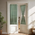 Sutuo Home Olive Green French Door Curtains for Front Glass Door & Sidelights, Semi Sheer Farmhouse Bohemian Rustic Tassels Vintage Privacy Christmas Festival Decor, Rod Pocket 2 Panels 25" W x 72" L