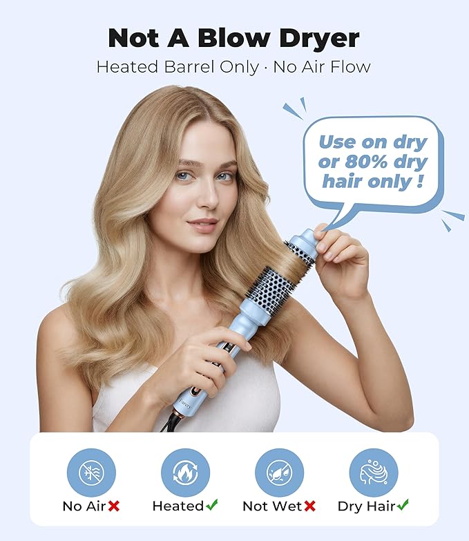Farery Thermal Brush 1.5 Inch for Short to Medium Hair, Heated Round Curling Iron with 5 Heat Settings Up to 420°F, Hot Styling Tool for Curls Bangs Volume Flips, Dual Voltage Travel