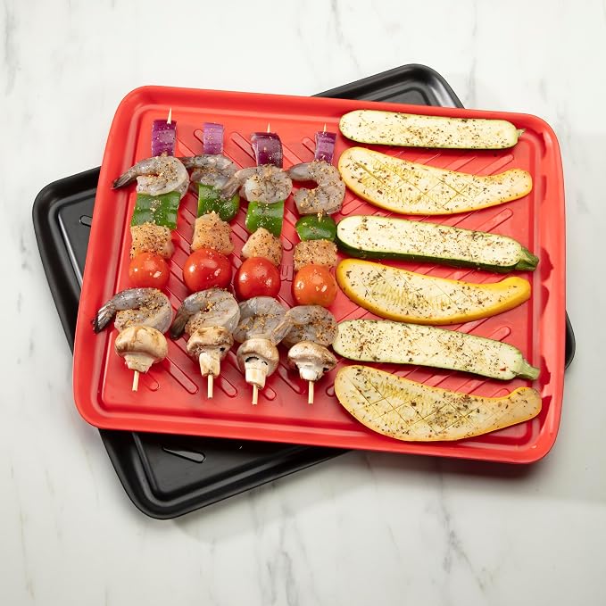 Cuisinart CPK-210 Grilling Prep and Serve Trays, Black and Red Large 18” x 14.5”