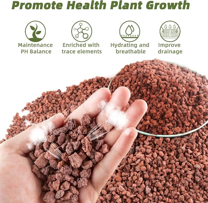 18LB Red Lava Rocks for Plants, Volcanic Rock Horticultural Lava Rock Soil for Landscaping Plants Drainage, Small Lava Rock Gravel for Succulents, Bonsai, Vase Fillers, Terrarium Plants, Top Dressing
