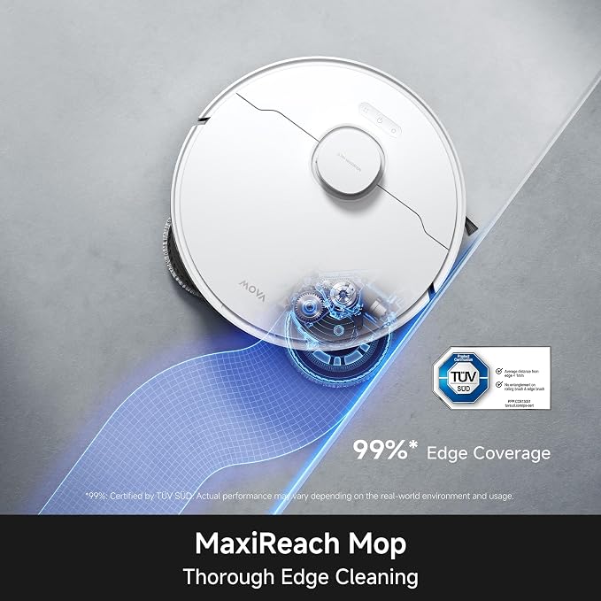 MOVA P20 Ultra Robot Vacuum and Mop, 30,000Pa Suction, MopExtend Edge Cleaning, All-in-One Dock with 145°F Mop Auto-Drying, 100 Days Auto-Empty, Liftable Spinning Mop for Carpet, Hard Floors, Pet Hair