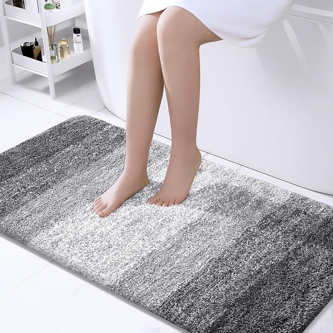OLANLY Large Bathroom Rugs Mat 40x24, Extra Soft Absorbent Microfiber Bath Rugs, Rubber Backing, Quick Dry, Machine Washable Bath Mats for Bathroom Floor, Tub and Shower, Home Decor Accessories, Grey
