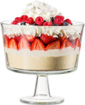 Godinger Trifle Bowl, Fruit Bowl, Italian Made Crystal Glass Footed Trifle Bowls, Dessert Display Cake Stand - Made in Italy