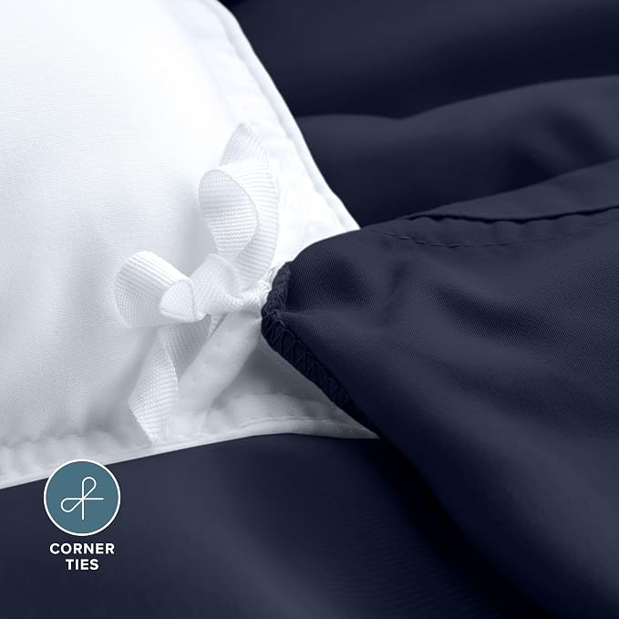 Bare Home Bedding Duvet Cover Queen Size - Premium 1800 Super Soft Collection - Lightweight, Cooling - Soft Breathable Bedding Duvet Cover (Queen, Midnight Blue)