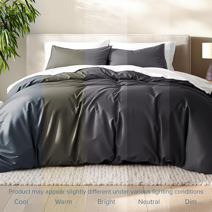 Bare Home Bedding Duvet Cover California King Size - Premium 1800 Super Soft Collection - Lightweight, Cooling - Soft Breathable Bedding Duvet Cover (Cal King, Forged Iron Grey)