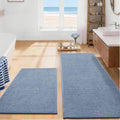 YIHOUSE Long Large Bathroom Rugs Sets 2 Piece, Quick Dry Thin Bath Mat, Non Slip Absorbent Machine Washable, Bath Runner Rug for Tub Sink Home Decor (24"x36" + 24"x59",Navy Blue)