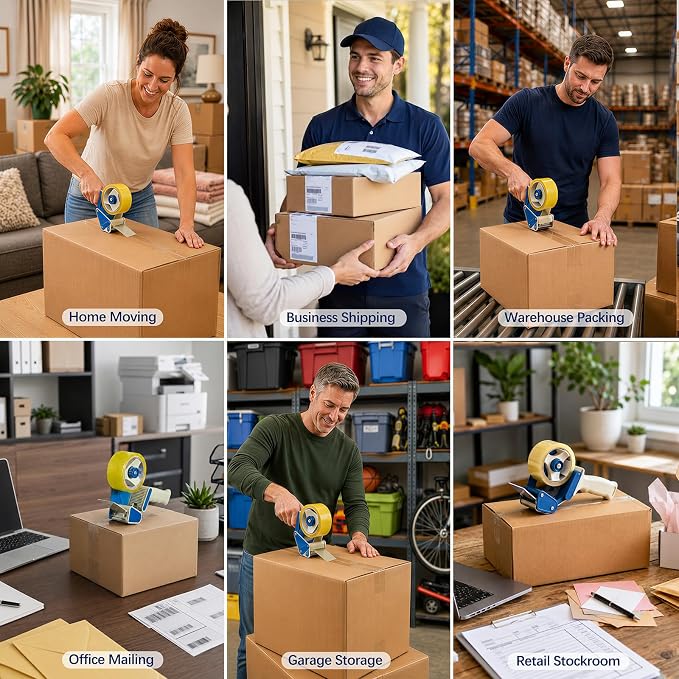 2 Inch Packing Tape Dispenser Gun, Heavy Duty Box Sealer | Side loading heavy duty dispenser for shipping, moving, warehouse packaging and box sealing.