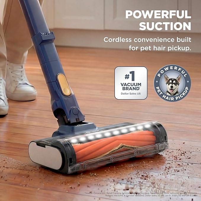 Shark® Cordless Pet, Cordless Lightweight Stick Vacuum Cleaner, Self Cleaning Brushroll, 40 Min Runtime, Removable Handheld, XL Dust Cup, Moonlight Blue, IY143H (2026 Release)