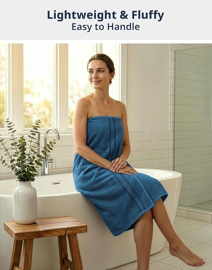 LANE LINEN Oversized Bath Towels - Zero Twist - Resists Pilling & Shedding - 4 Pack (35"x66") Extra Large Towel Sets - Soft, Fade Resistant & Quick Dry - Pre Shrunk to maintain perfect size - Sea Port