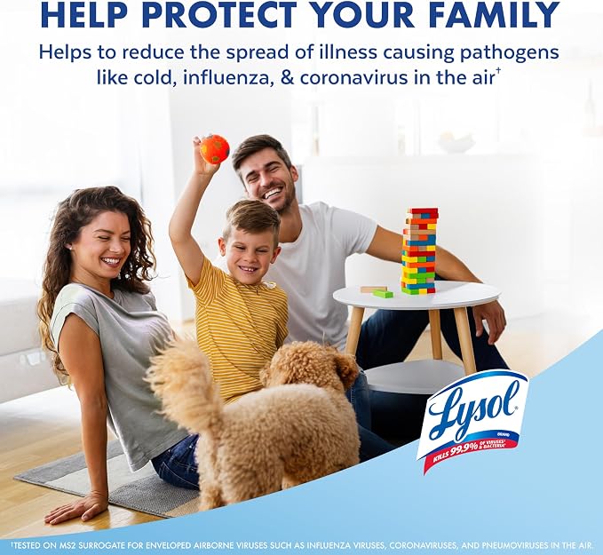 Lysol Air Sanitizer with Bacterial Odor Eliminator for Home & Office, Air Freshener Alternative, Cotton Blossom Scent, 10 oz (Pack of 3)
