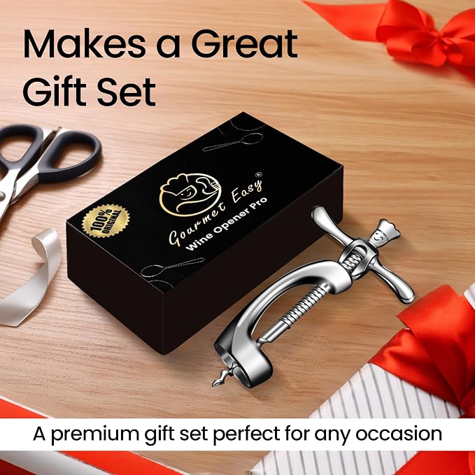 Wine Opener Deluxe, Heavy-Duty Bottle Opener for Easy Cork Removal, Manual Corkscrew for Smooth & Effortless Intact Wine Corks, Premium Corkscrew for Waiters, Bartenders & Home Use