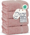Chakir Turkish Linens 4 Piece Hand Towels, 100% Cotton Turkish Towels for Bathroom, Luxury Soft Absorbent Hand Towel Set, 16 x 30 Inches, Pink