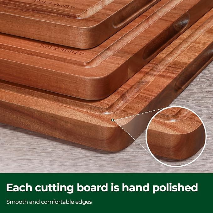 Wood Cutting Boards for Kitchen, Acacia Wooden Cutting Board Set, Charcuterie Board, Large Solid Chopping Board for Meat, Cheese, Fruit, Vegetables (set of 3)