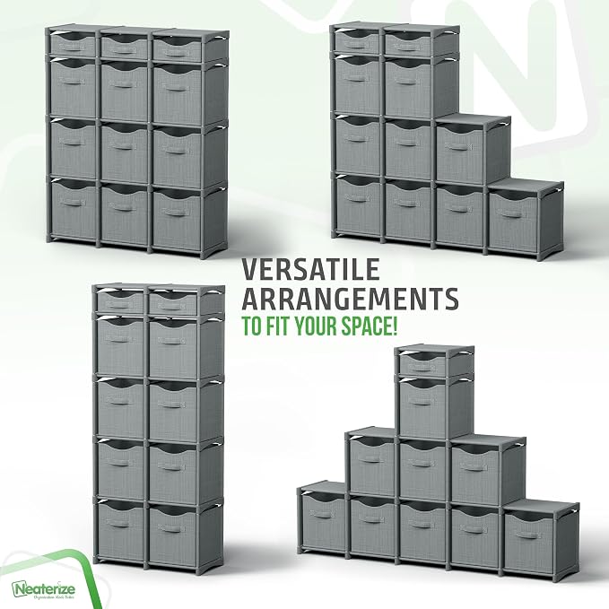Cube Storage Organizer with 12 Storage Bins Included – Storage Cubes for Home Organization, Toy Storage, Office Storage, Living Room Storage, and General Storage Solution (Grey)