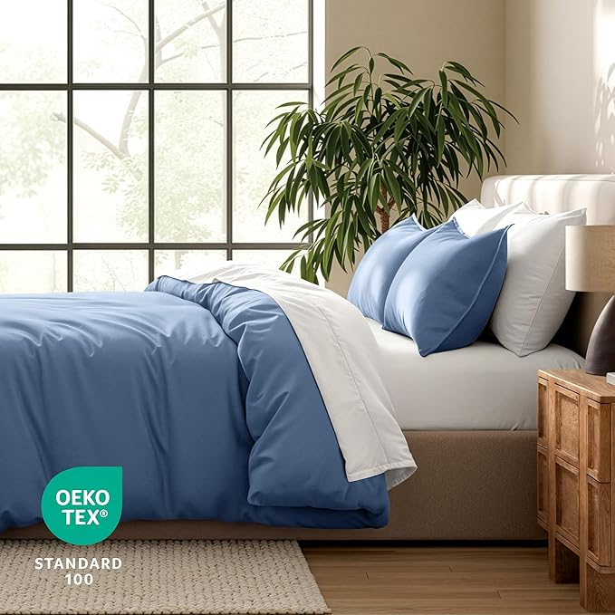 Bare Home Bedding Duvet Cover Extra Long Size - Premium 1800 Super Soft - Lightweight, Cooling Duvet Cover - Soft Breathable Bedding (Twin/Twin XL, Coronet Blue)