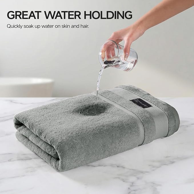 REDKISS Large Bath Towels Set 2 Piece, 100% Cotton, 31x63 in,Heavyweight 760GSM, Highly Absorbent & Quick Dry, Super Soft Luxury Bath Towel for Bathroom,Hotel Collection - Gray