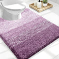 OLANLY Luxury Toilet Rugs U-Shaped 24x20, Extra Soft and Absorbent Microfiber Bathroom Rugs, Non-Slip Plush Shaggy Bath Mat, Machine Wash Dry, Contour Bathroom Mats for Toilet Base, Pinkish-Purple