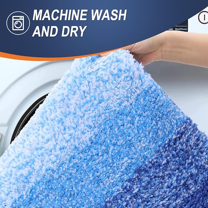 OLANLY Bathroom Runner Rugs Mat 59x20, Extra Soft Absorbent Microfiber Bath Rugs, Rubber Backing, Quick Dry, Long Bath Mats for Bathroom, Tub and Shower, Home Decor Accessories, Light Royal Blue