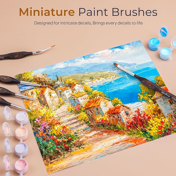 Nicpro Miniature Paint Brushes - 11PCS Model Paint Brush Set for Acrylic Oil Watercolor, Micro Detail Paint Brushes for Model, Miniature, Art Painting, Fine Detailing, Paint by Numbers, Craft